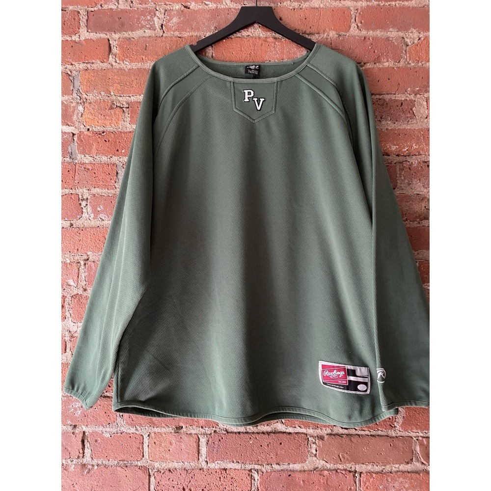 Rawlings‎ Long Sleeve Flatback Green Mesh Fleece Pullover Sz XL